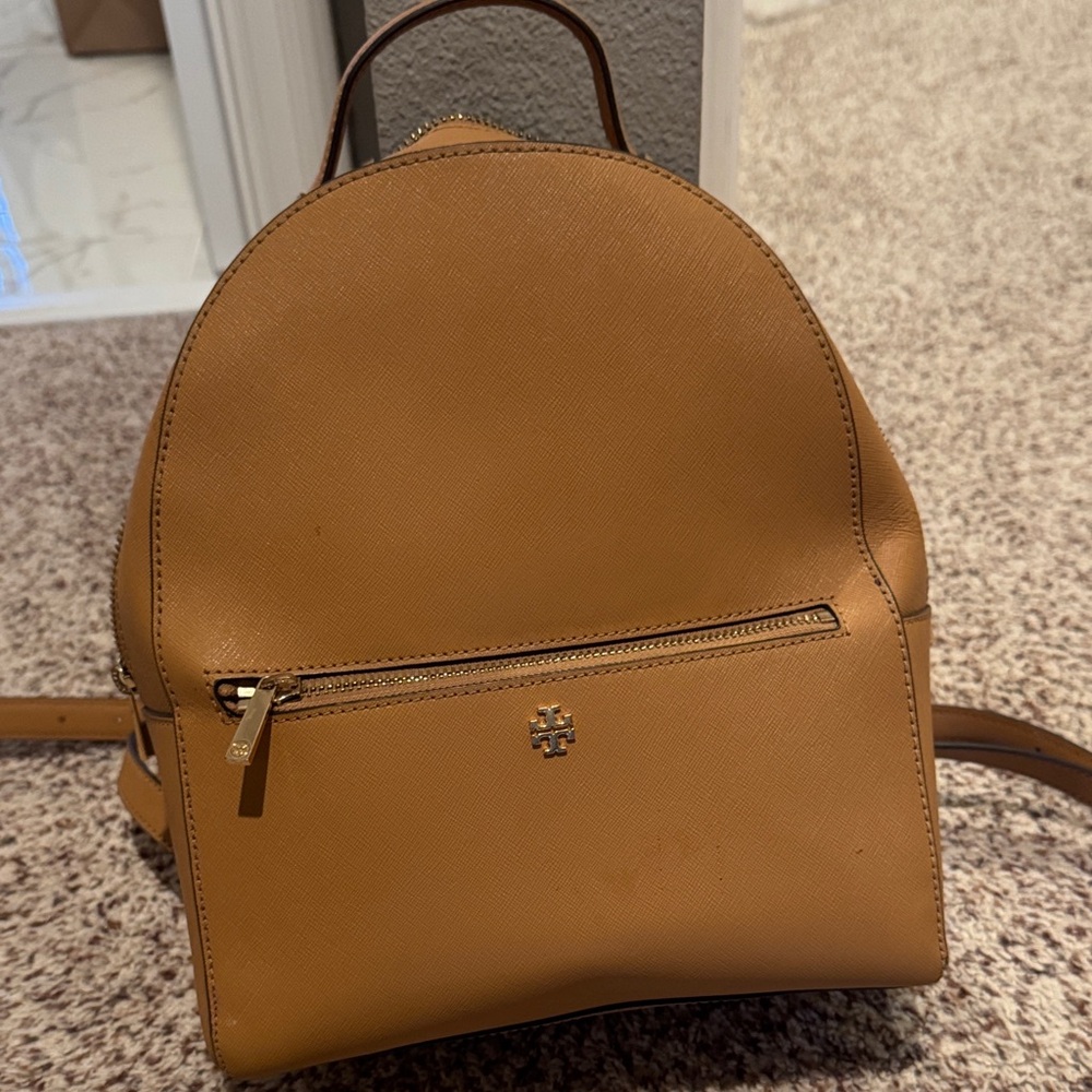 Tory Burch Camel Leather Backpack